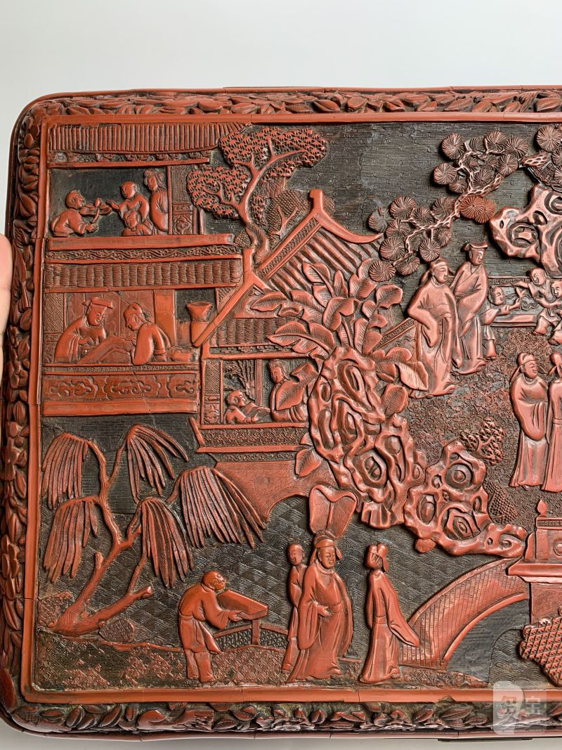 明 “黄成造”款剔红郭子仪祝寿图箱 - 图9